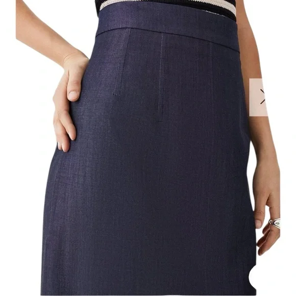 Karen Millen Tailored Denim Corset Detail Midi Skirt - Picture 4 of 15